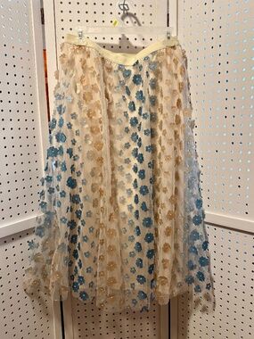 NWT Cato 3D Floral Tulle Midi Skirt Women's M